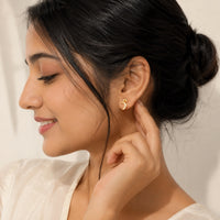 Crescent Moon Crystal Stud Earrings | Anti-Tarnish Gold-Plated