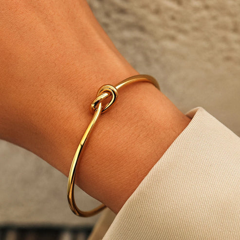 Minimalist Knot Cuff Bracelet - Anti-Tarnish Gold Plated | Korean Style