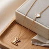 Designer Inspired Monogram Necklace with Clover Charm | Anti-Tarnish Gold Plated