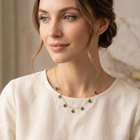 Emerald Green Heart Necklace - Anti-Tarnish Gold Plated