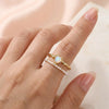 Heart Opal & Pearl Stacking Ring Set | Anti-Tarnish Gold Plated