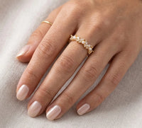 Dainty Pearl & Crystal Gold Ring | High Quality Fashion Jewelry