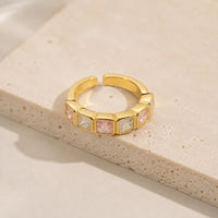 Pink & White Stone Adjustable Ring - Anti-Tarnish Gold Plated