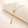 Multi-Color Crystal Drop Necklace - Anti Tarnish Gold Plated