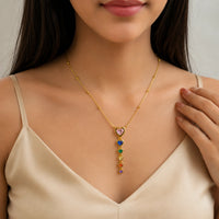 Multi-Color Heart Drop Necklace | Anti-Tarnish Gold Plated