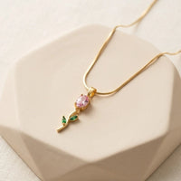 Dainty Floral Rose Pendant Necklace - Anti-Tarnish Gold-Plated-Tulip