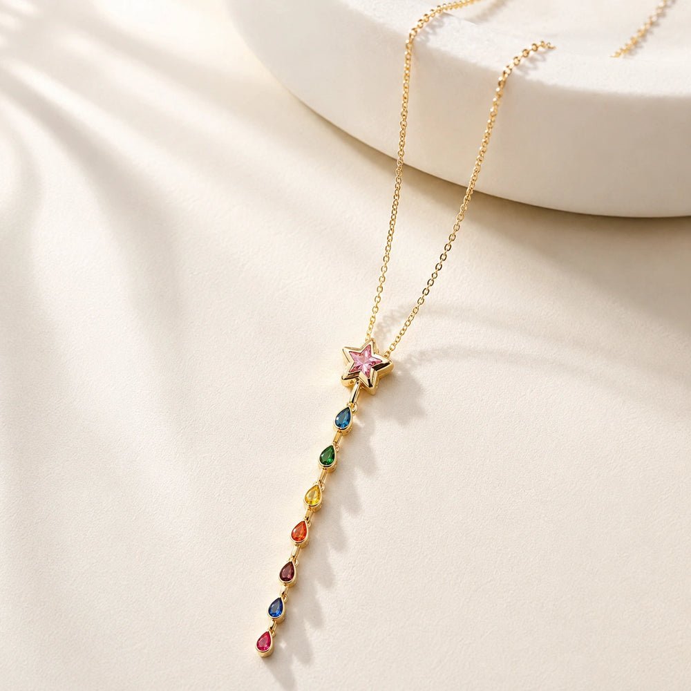 Colorful Star Drop Pendant | Anti-Tarnish Gold-Plated Necklace