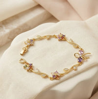 Korean Style Dainty Floral Butterfly Gold Plated Bracelet-Tulip