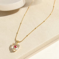 Crystal Heart Pendant Anti-Tarnish Gold Plated Necklace