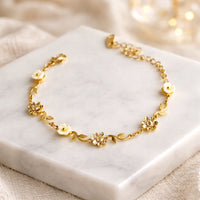 Anti-Tarnish Floral Daisy Gold Plated Bracelet - Korean Style