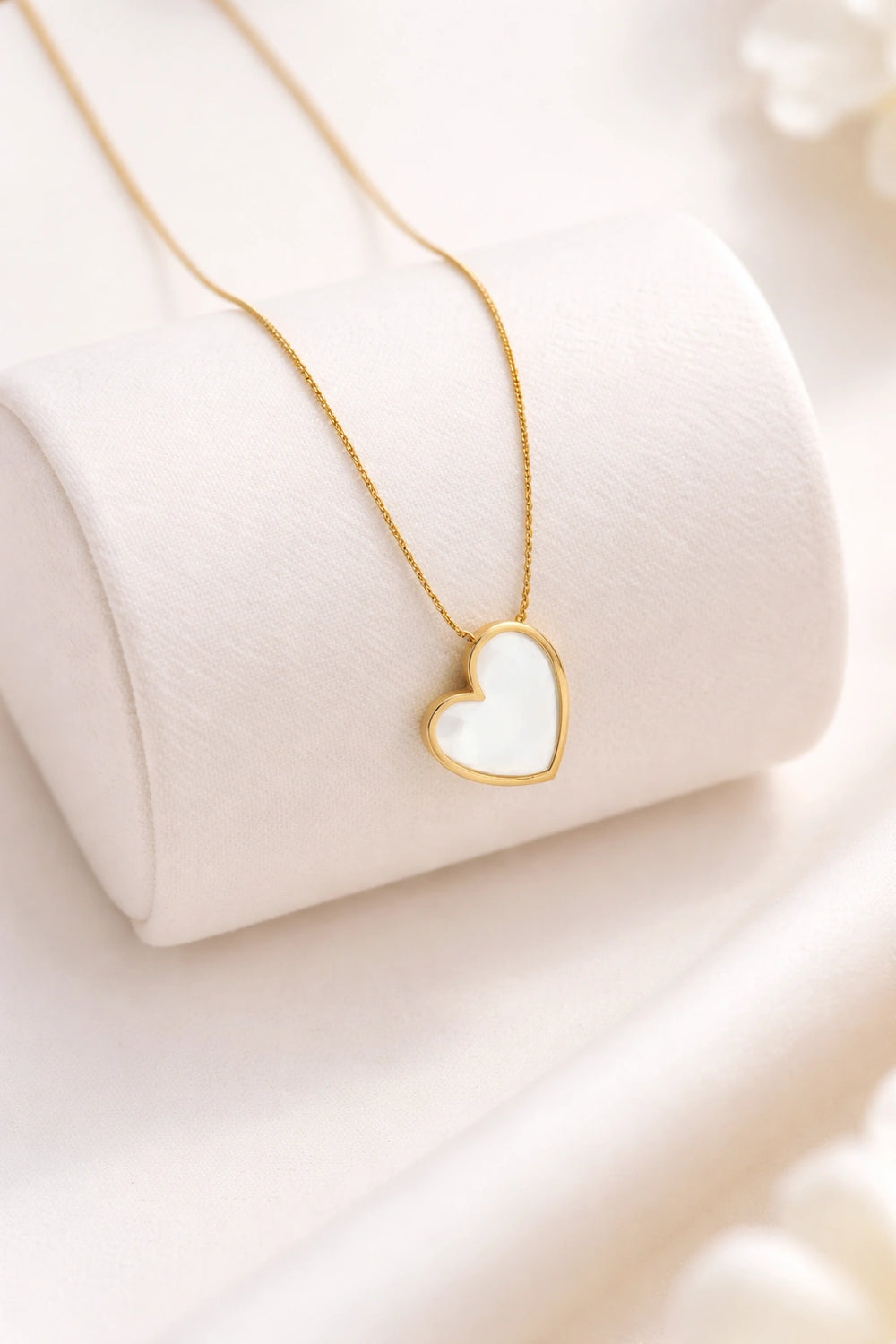 White Heart Pendant Anti-Tarnish Gold Plated Necklace