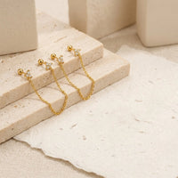 Dainty Zirconia Chain Loop Earrings - Anti Tarnish Gold Plated