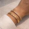 Daisy & Wavy Crystal Bracelet Stack - Anti-Tarnish Gold Plated