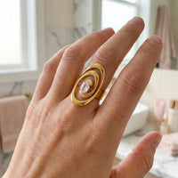 Abstract Double Oval Solitaire Ring | Anti-Tarnish Finish