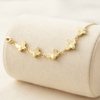 Anti-Tarnish Textured Butterfly Bracelet - Gold Plated Stainless Steel