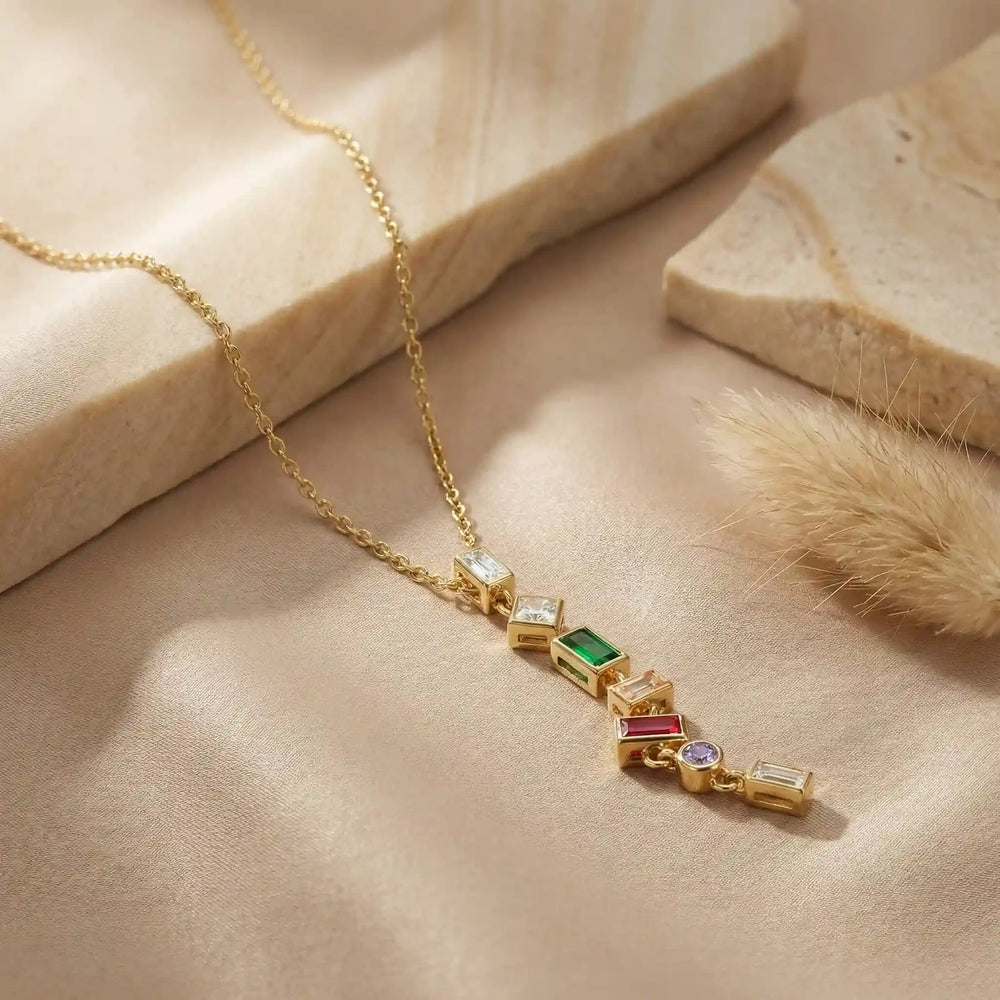 Multicolor Geometric Drop Necklace - Anti-Tarnish Gold Plated Minimalist Pendant
