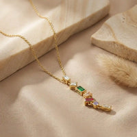Multicolor Geometric Drop Necklace - Anti-Tarnish Gold Plated Minimalist Pendant