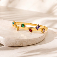 Multicolor Geometric Stone Gold-Plated Bracelet | Anti-Tarnish