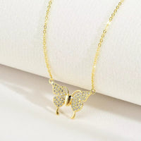 Sparkling Butterfly Necklace - Anti-Tarnish Gold Plated for Women