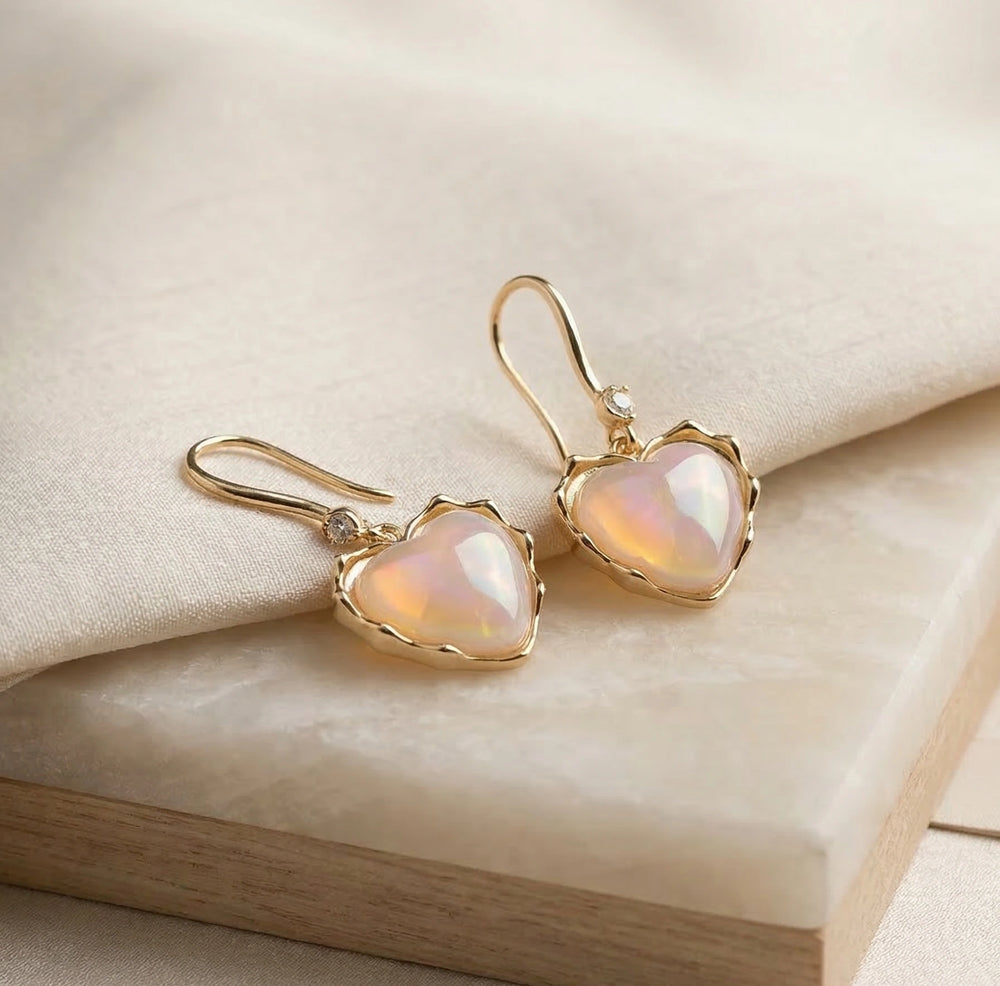 Gold Wire Heart Pearl Dangle Earrings | High Quality Fashion Earring