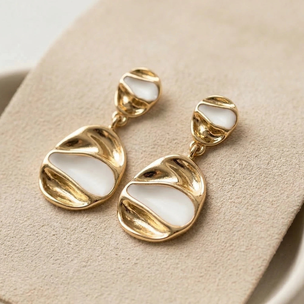 Abstract White Enamel Drop Earrings | High Quality Fashion Earring