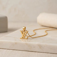 V Initial Monogram Pendant Necklace - Anti-Tarnish Fashion Jewelry