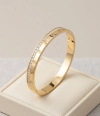 Designer Screw Motif CZ Bangle Bracelet - Anti Tarnish