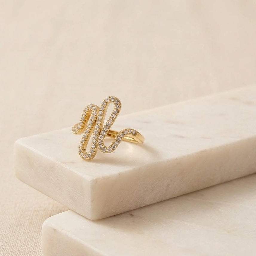 Curved Wave Pave Crystal Ring | High Quality Fashion Ring