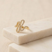 Curved Wave Pave Crystal Ring | High Quality Fashion Ring