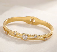 Crystal Heart Gold Bangle Bracelet for Women - Premium Designer Jew