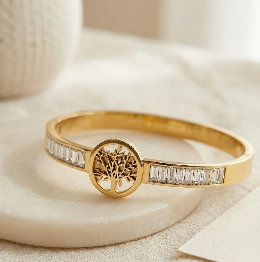 Tree of Life Baguette Crystal Bracelet | Anti-Tarnish Fashion Jewelry