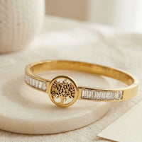 Tree of Life Baguette Crystal Bracelet | Anti-Tarnish Fashion Jewelry