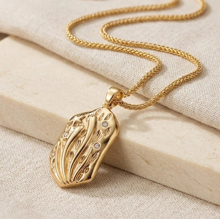 Textured Vintage Engraved Pendant Necklace - Anti Tarnish Fashion Jewelry