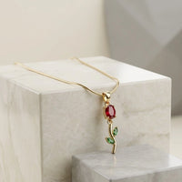 Elegant Rose Pendant Necklace - Anti-Tarnish Gold-Plated Floral Jewelry-Tulip