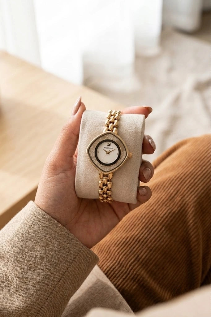 Premium Crystal Dial Anti-Tarnish Gold Plated Watch for Women