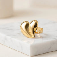 Chunky 3D Heart Statement Ring - Anti Tarnish