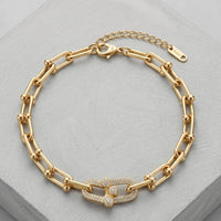 Interlocking CZ Link Double Chain Anti-Tarnish Bracelet