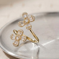Double Butterfly Crystal Adjustable Fashion Ring