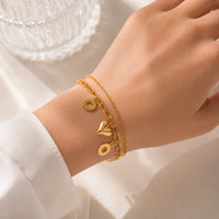 Heart & Star Double Layer Charm Bracelet | Anti-Tarnish Gold Plated