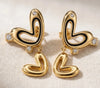 Double Heart Drop Earrings - Anti Tarnish Fashion Jewelry