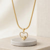Double Heart Pendant Necklace - Anti Tarnish Gold-Plated Snake Chain