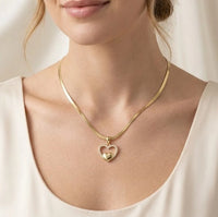 Double Heart Pendant Necklace - Anti Tarnish Gold-Plated Snake Chain