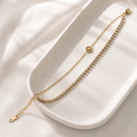 Double Layer Floral Charm Anti Tarnish Gold Plated Bracelet
