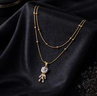 Crystal Teddy Bear Layered Necklace | Anti-Tarnish Gold Plated Chain for Women