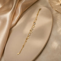 Double Layer Heart Charm Bracelet - Anti Tarnish Gold Plated