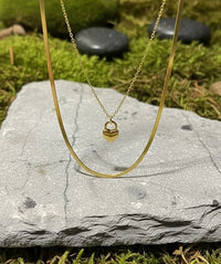 Gold Plated Heart Pendant Double Layered Snake Chain Necklace - Anti-Tarnish Korean Jewellery