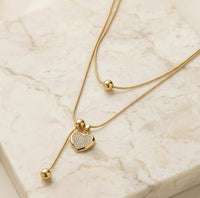 Anti-Tarnish Layered Heart Pendant Necklace | Gold Plated Snake Chain