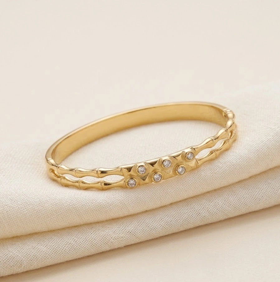 Double Layer Crystal Studded Cuff Bracelet - Anti Tarnish
