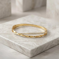 Twisted Crystal Anti-Tarnish Gold Plated Bracelet