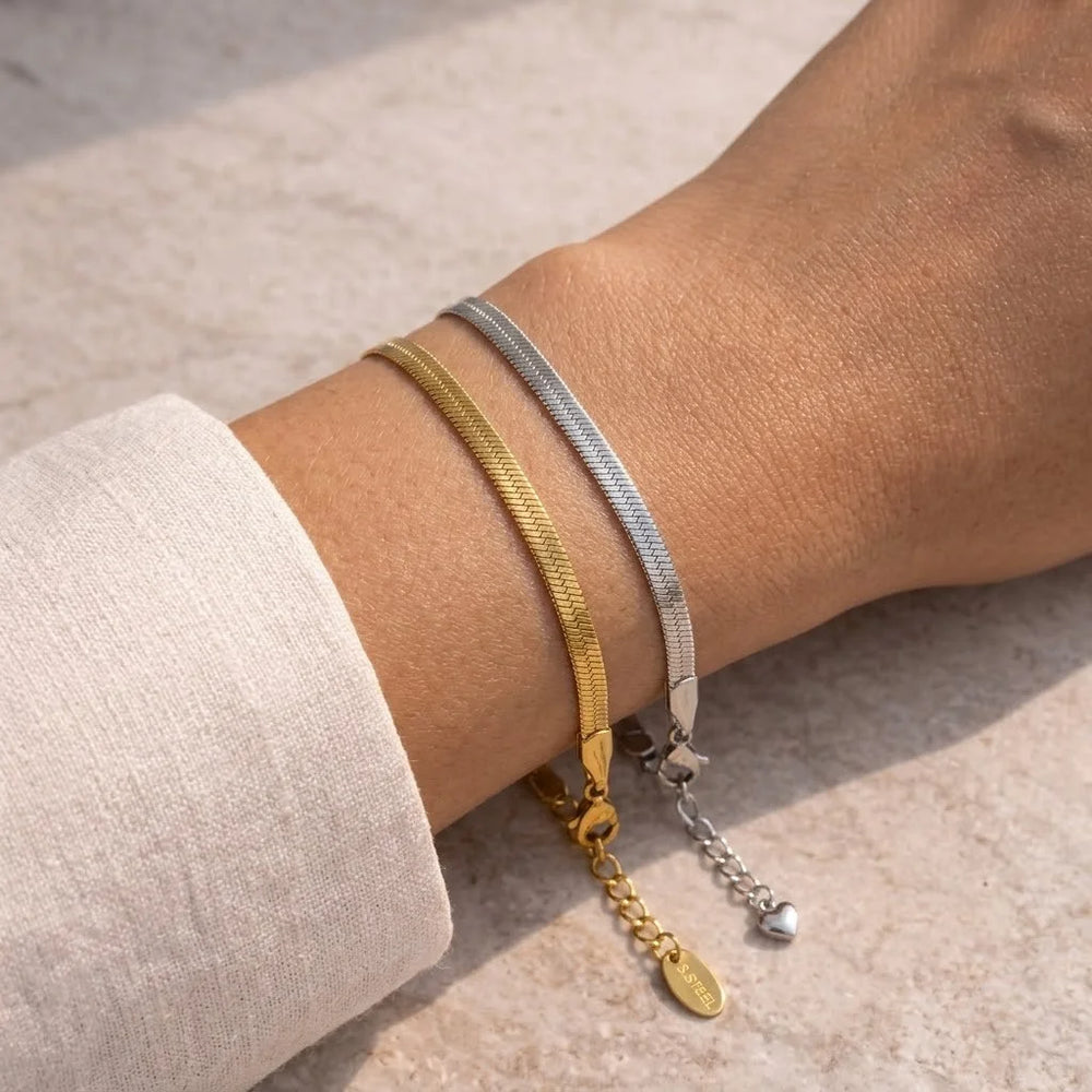 Anti-Tarnish Dual Tone Snake Chain Bracelet Combo